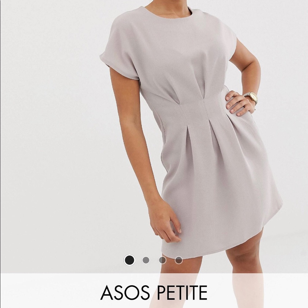 grey asos petite nipped waist mini dress